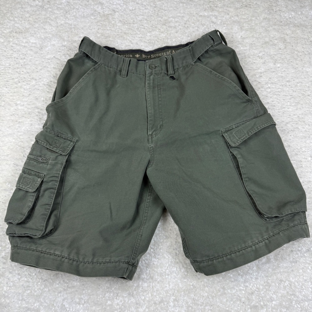 Boy Scouts of America Cargo Shorts Mens 29 Green Adjustable Waist Relaxed Fit